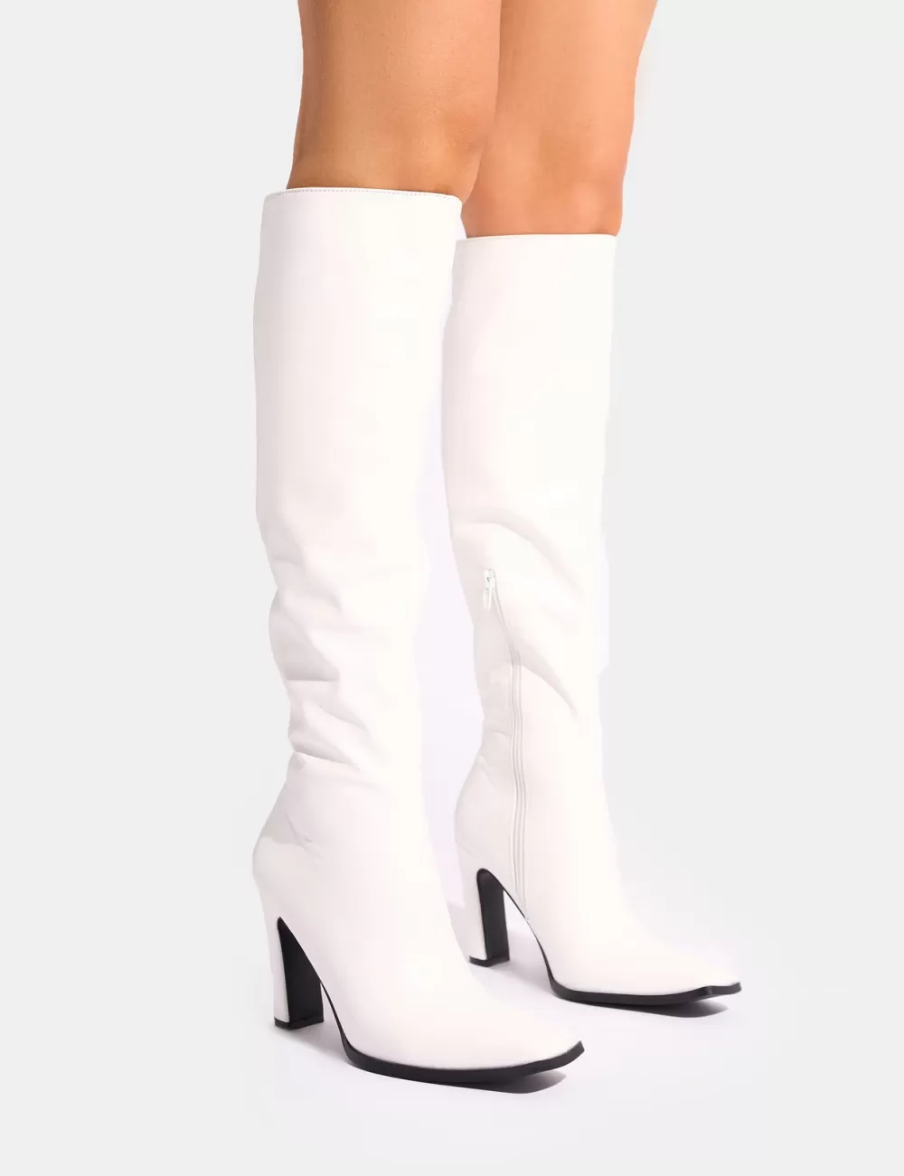 Cheap Public Desire Acquilla Knee High Flared Boots White