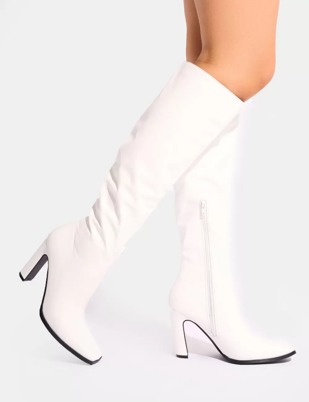 Cheap Public Desire Acquilla Knee High Flared Boots White