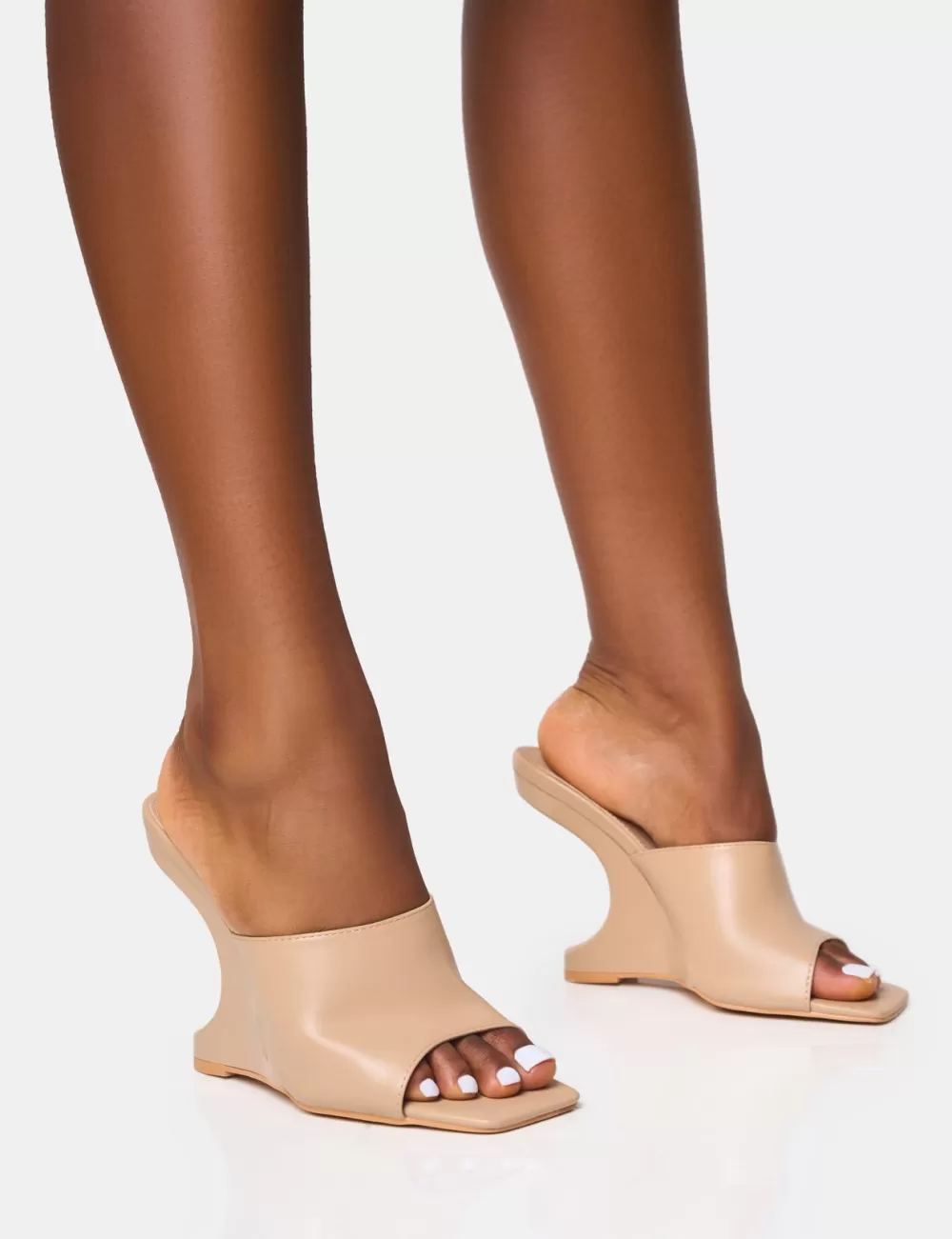 Best Sale Public Desire All in Structured Wedge Heels Nude