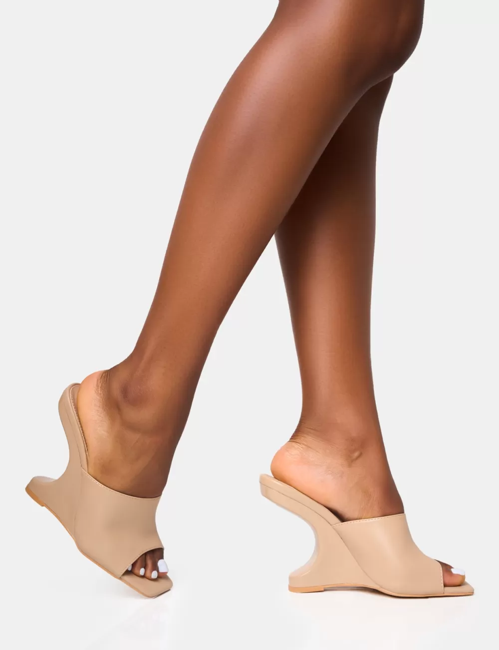 Best Sale Public Desire All in Structured Wedge Heels Nude