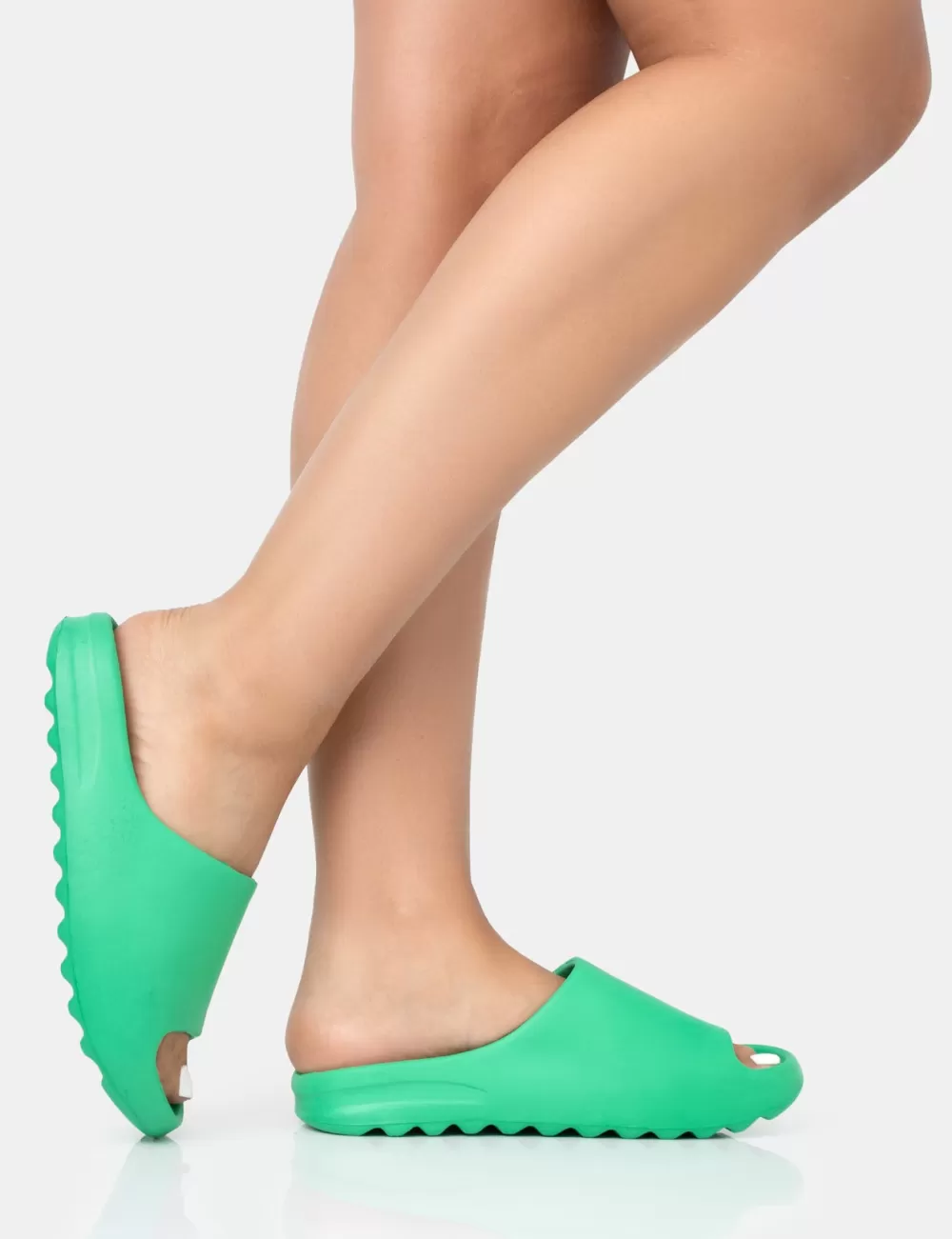 Sale Public Desire Brady Jade Rubber Flat Slider Sandals Green