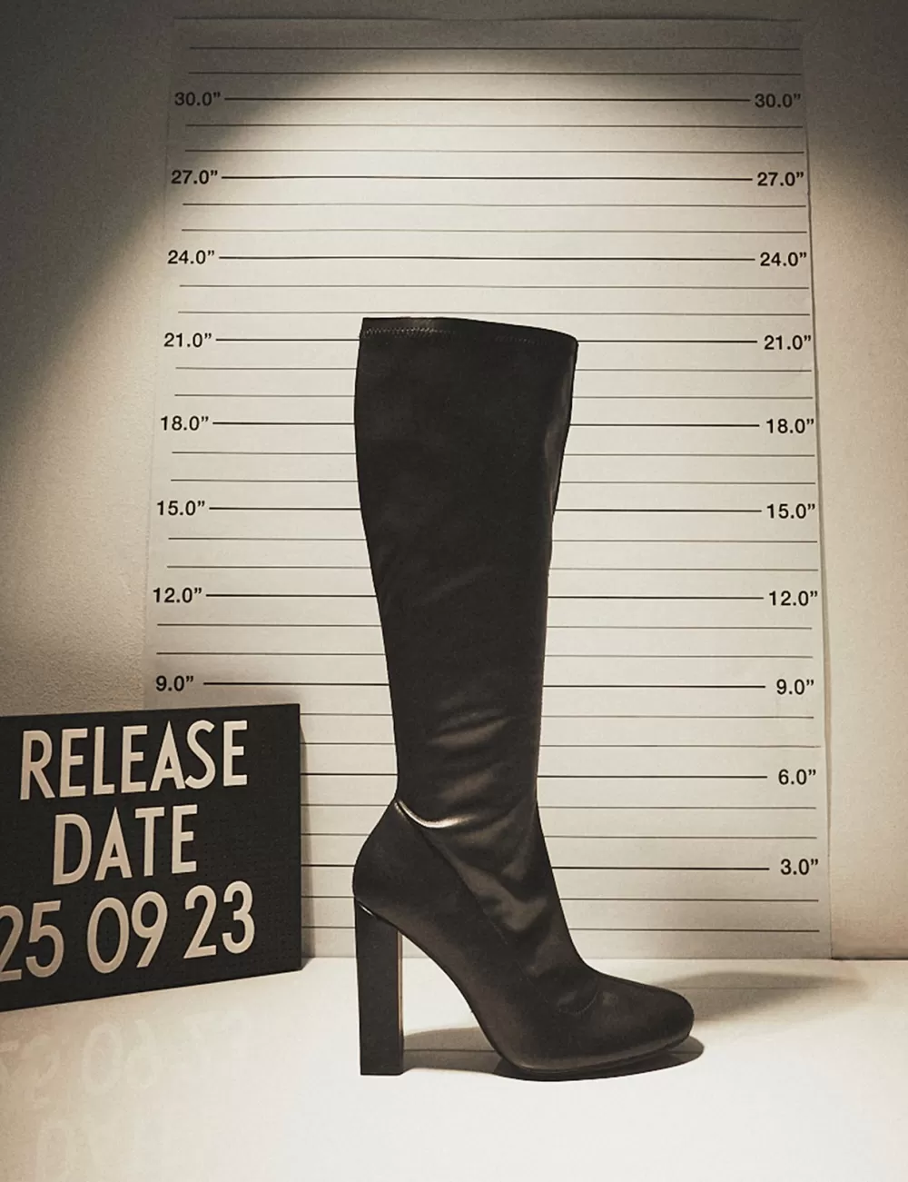 Cheap Public Desire Christina Pu Pointed Toe Block Heel Knee High Boots Black