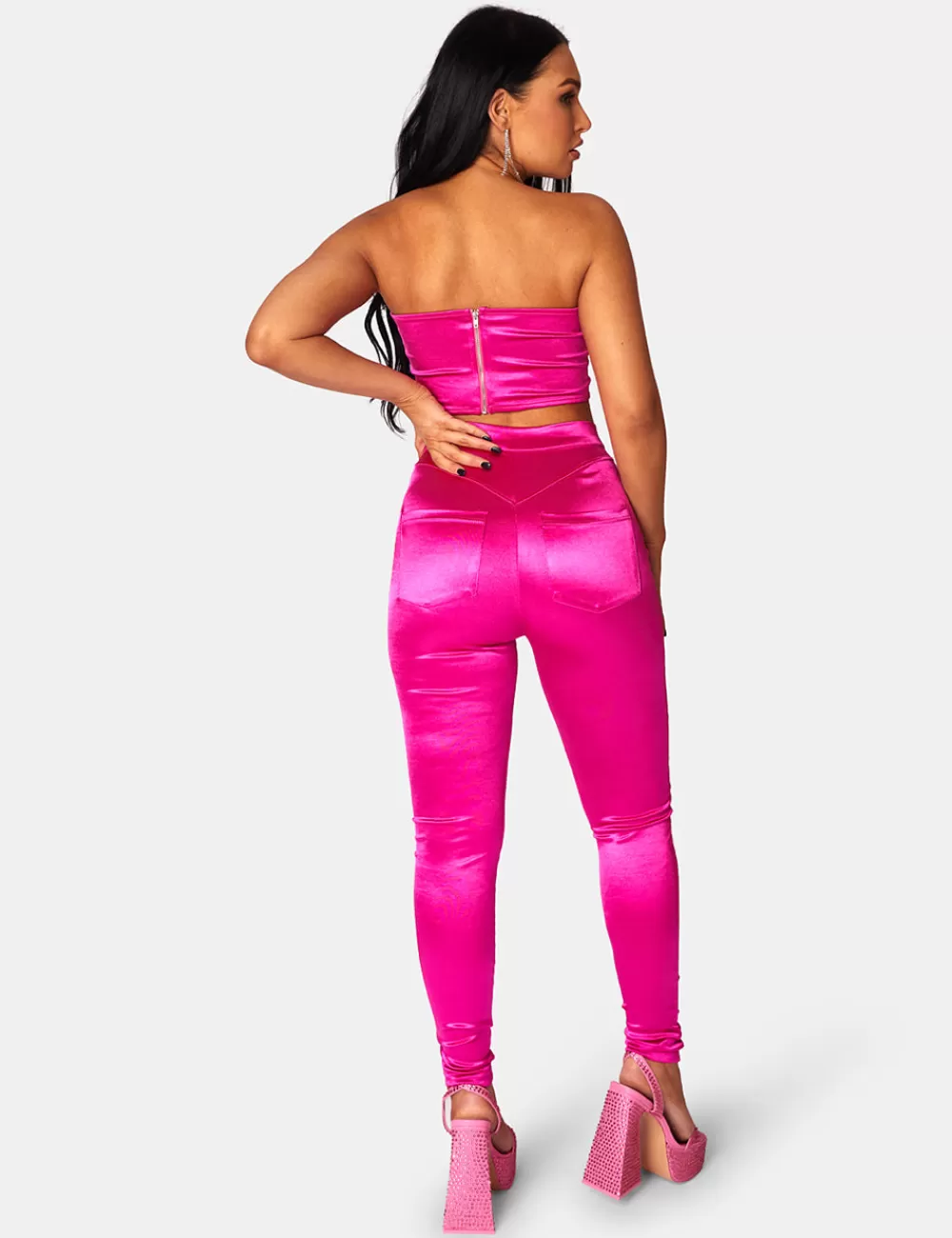 Online Public Desire DISCO SKINNY LEG TROUSERS PINK