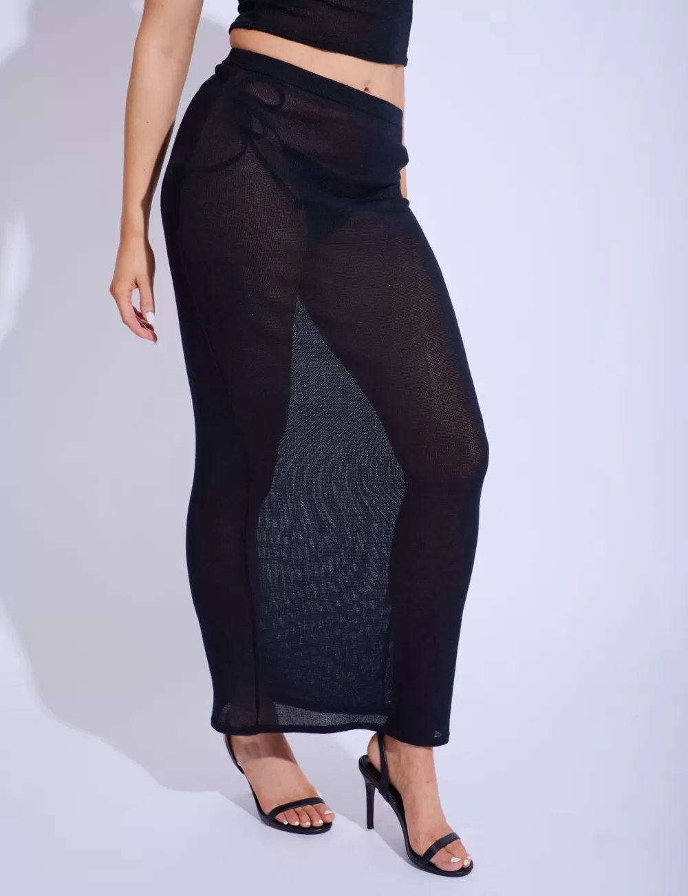 Online Public Desire Fine Knit Maxi Skirt Co-ord Black