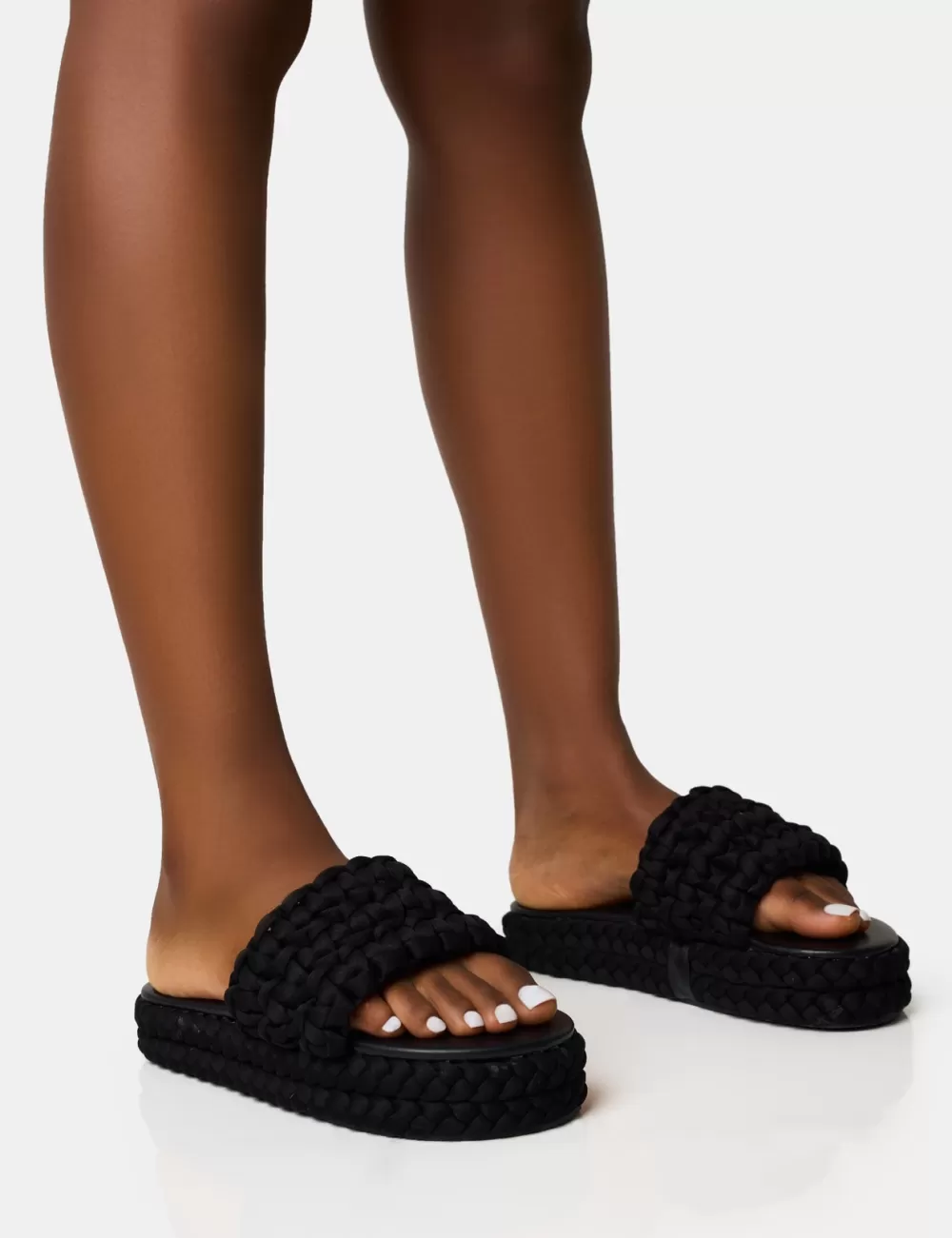 Cheap Public Desire Hattie Woven Platform Sandals Black