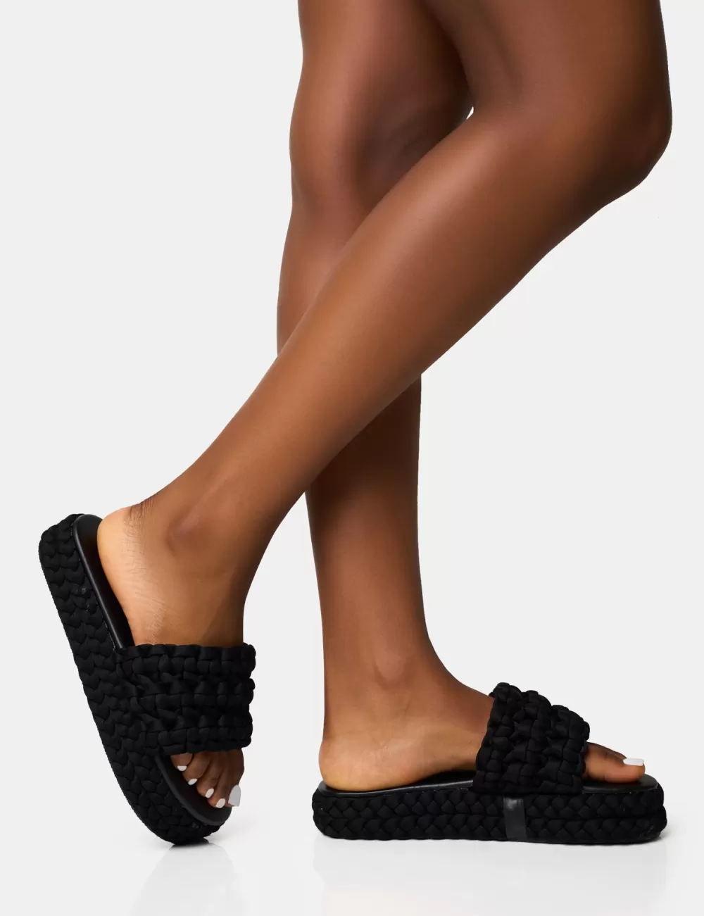 Cheap Public Desire Hattie Woven Platform Sandals Black