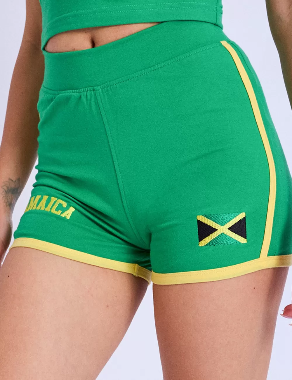 Best Sale Public Desire Jamaica Contrast Trim Mini Shorts Green