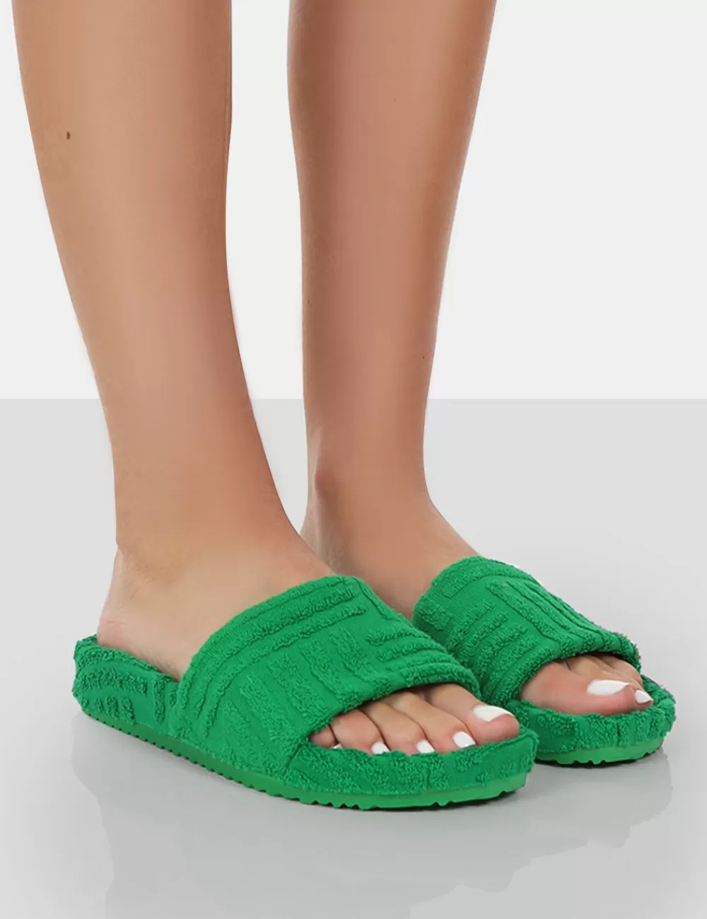 Sale Public Desire Juice Terry Towling Sliders Green