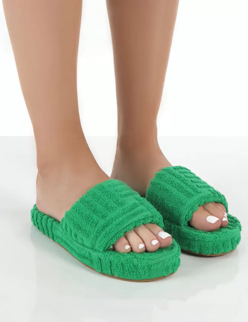 Best Sale Public Desire Juicy Terry Towelling Slider Slippers Green