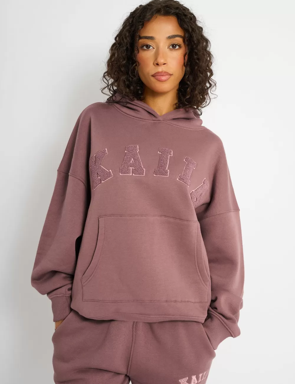 Hot Public Desire Kaiia Borg Slogan Oversized Hoodie Rose