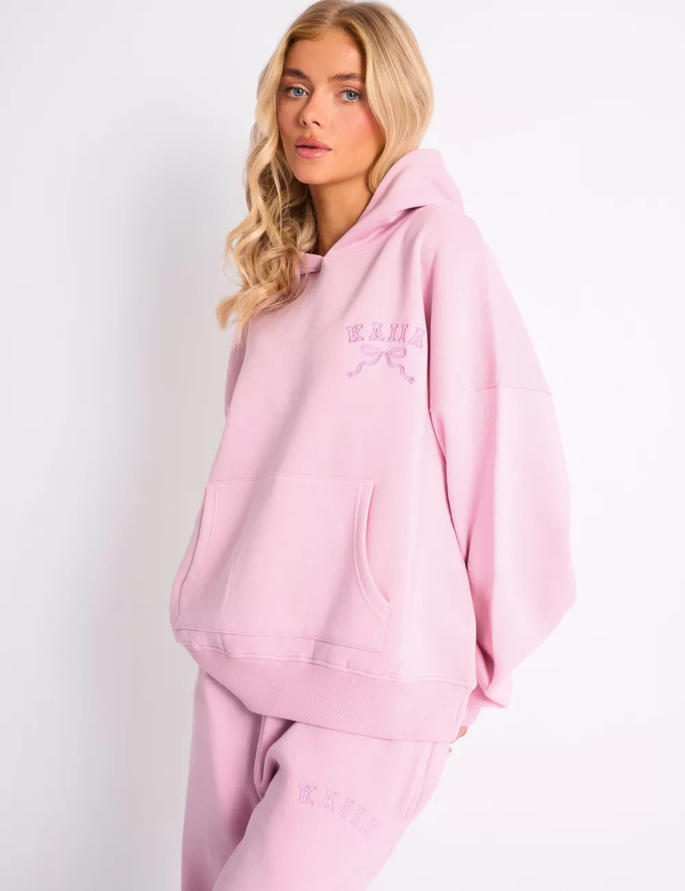 Store Public Desire Kaiia Bow Embroidered Oversized Hoodie Baby Pink Baby_pink