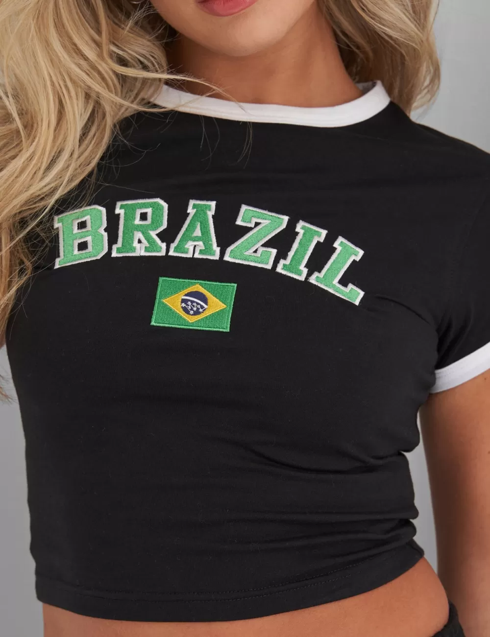 New Public Desire Kaiia Brazil Baby Tee Black