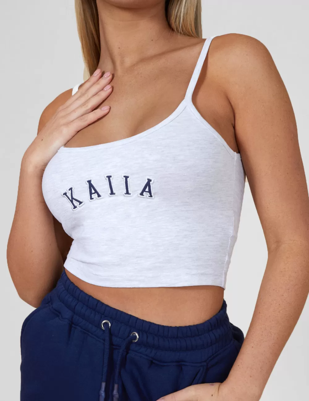 Best Sale Public Desire Kaiia Cami Logo Top In Marl Grey