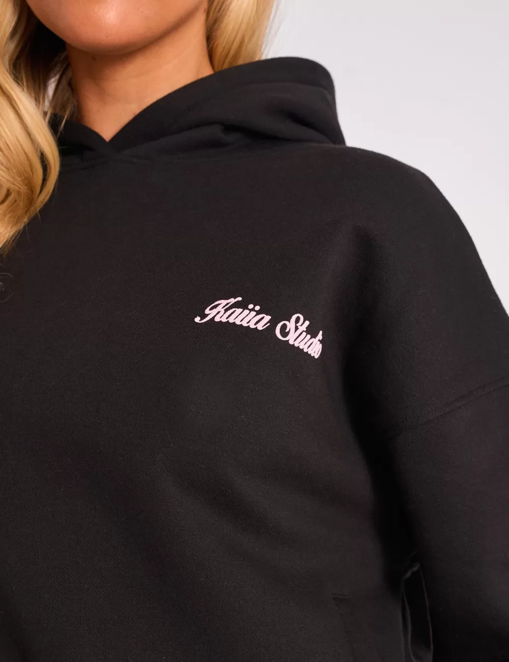 Discount Public Desire Kaiia Cherry Bow Graphic Oversized Hoodie Black & Pink Black_pink