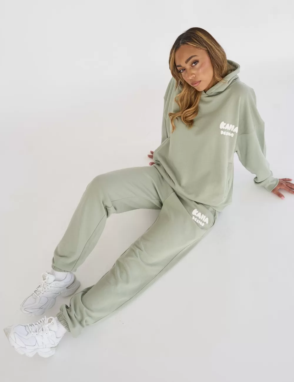 Outlet Public Desire Kaiia Design Bubble Logo Cuffed Joggers Green Sage