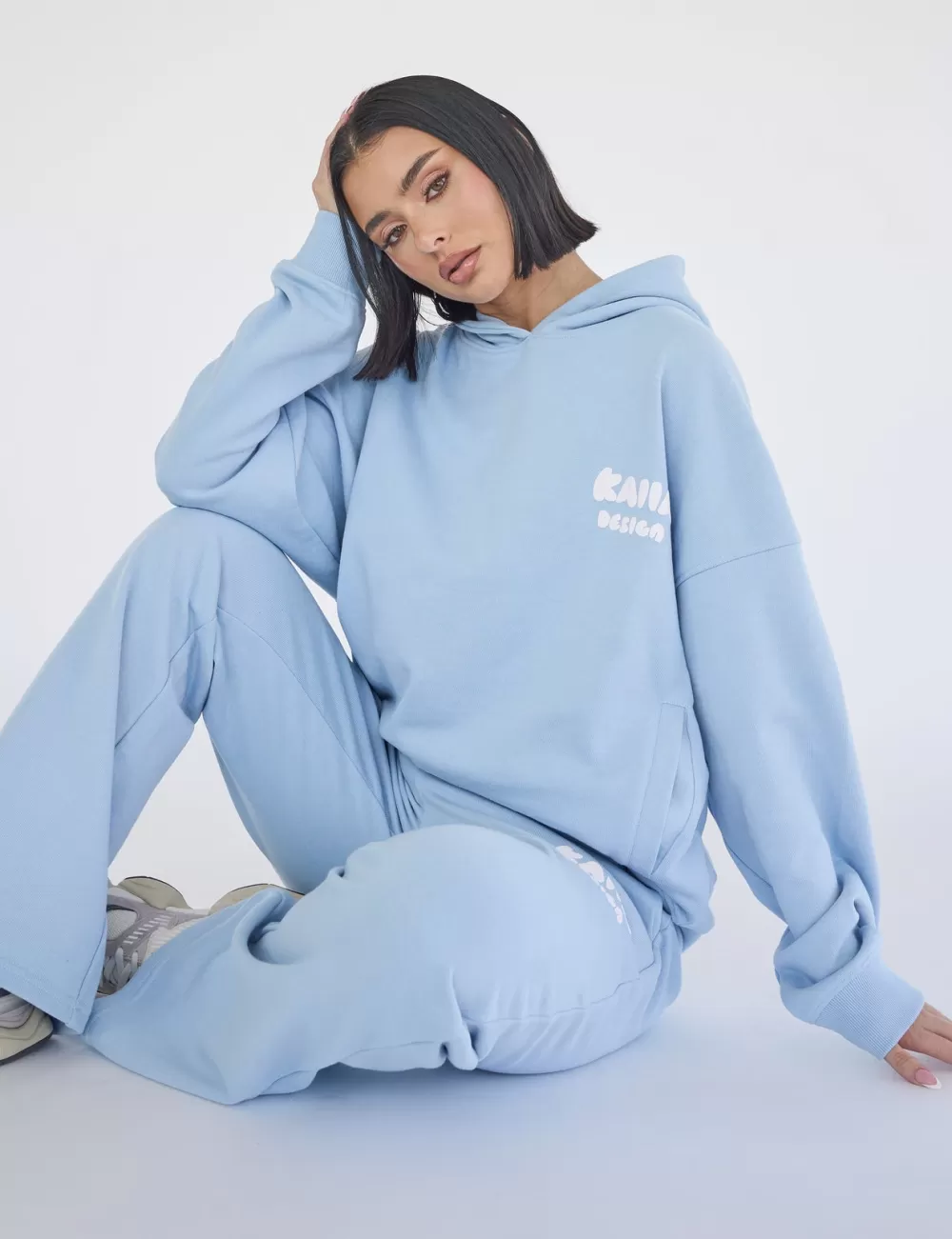 Shop Public Desire Kaiia Design Bubble Logo Oversized Hoodie Baby Blue Baby_blue