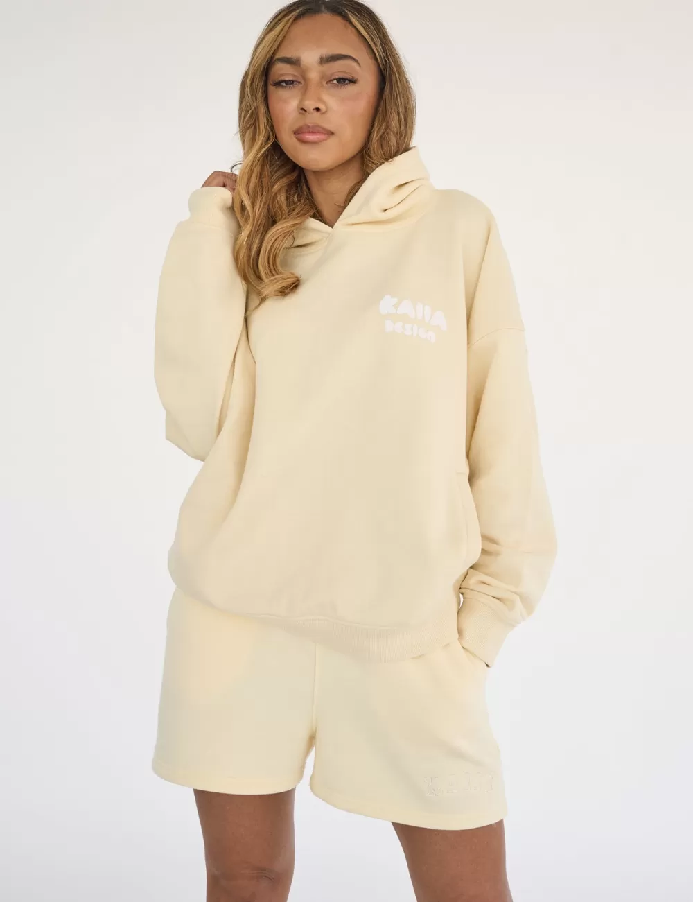 Shop Public Desire Kaiia Design Bubble Logo Oversized Hoodie Lemon Yellow