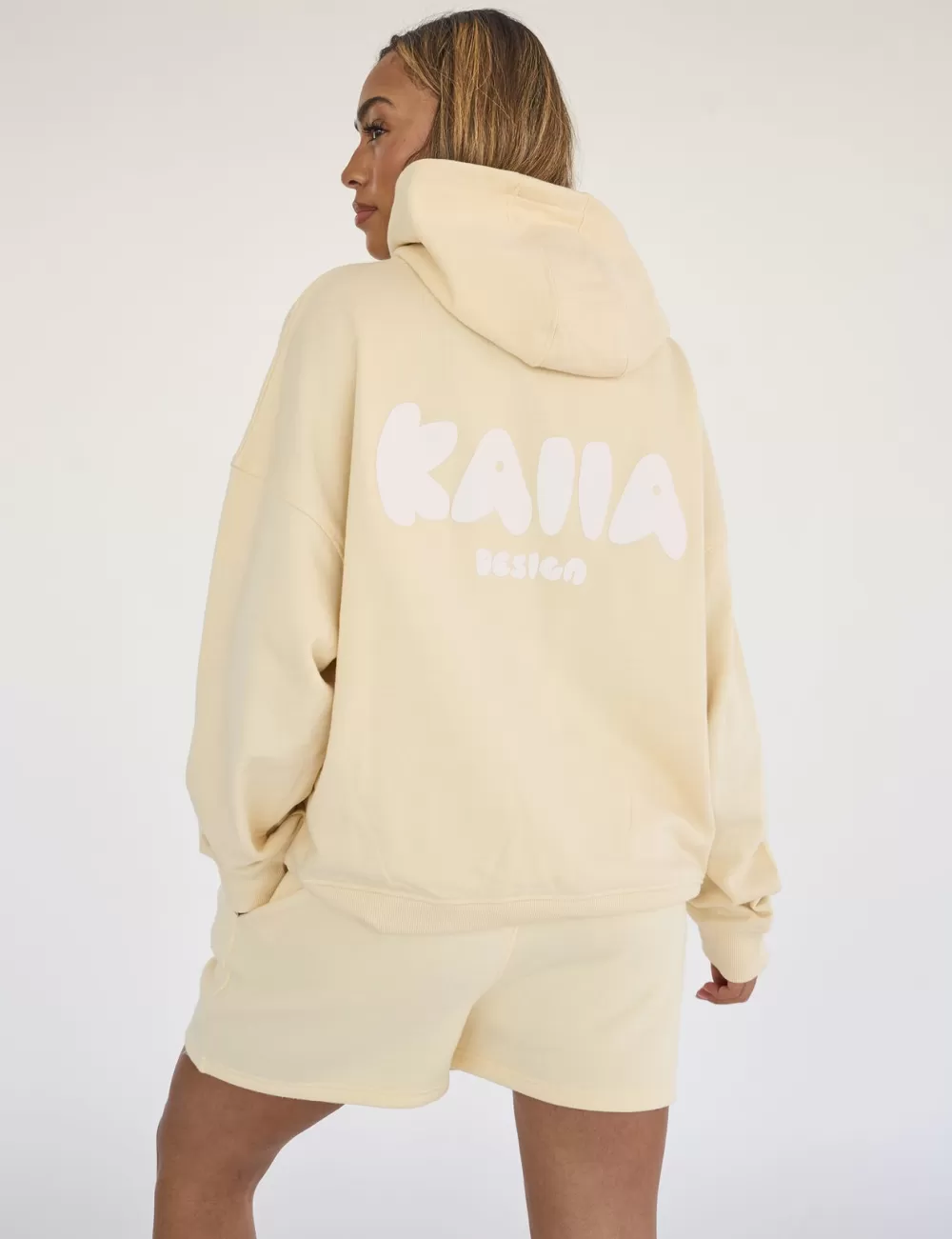 Shop Public Desire Kaiia Design Bubble Logo Oversized Hoodie Lemon Yellow