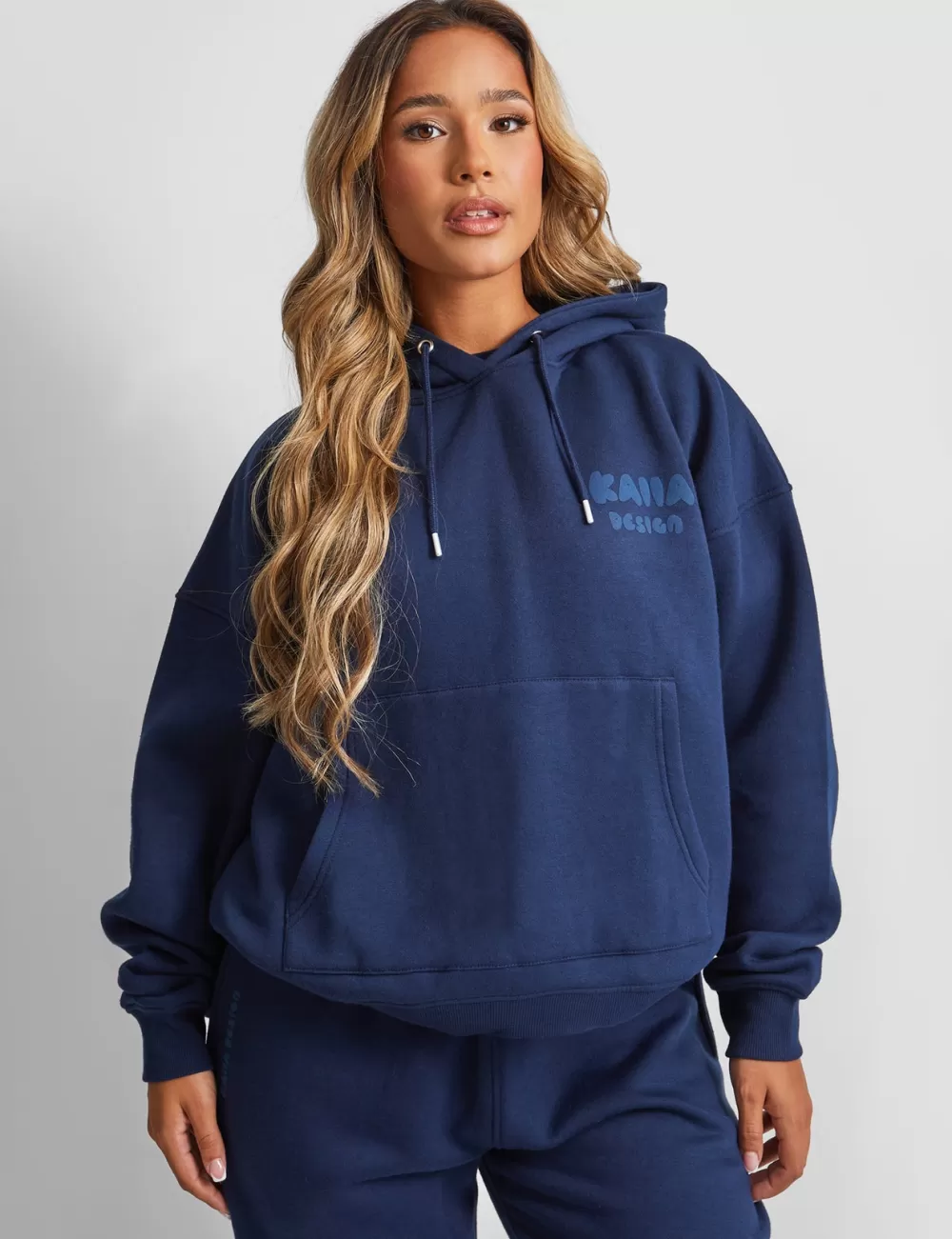 Outlet Public Desire Kaiia Design Bubble Logo Oversized Hoodie Navy Blue