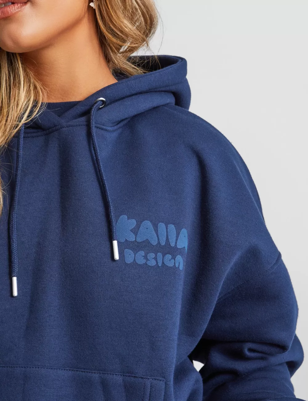 Outlet Public Desire Kaiia Design Bubble Logo Oversized Hoodie Navy Blue