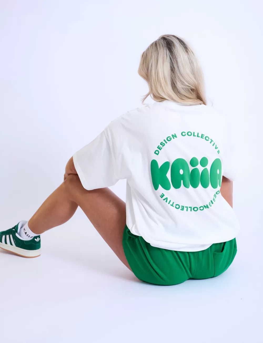 Cheap Public Desire Kaiia Design Bubble Logo Oversized T-Shirt Off White & Green Cream