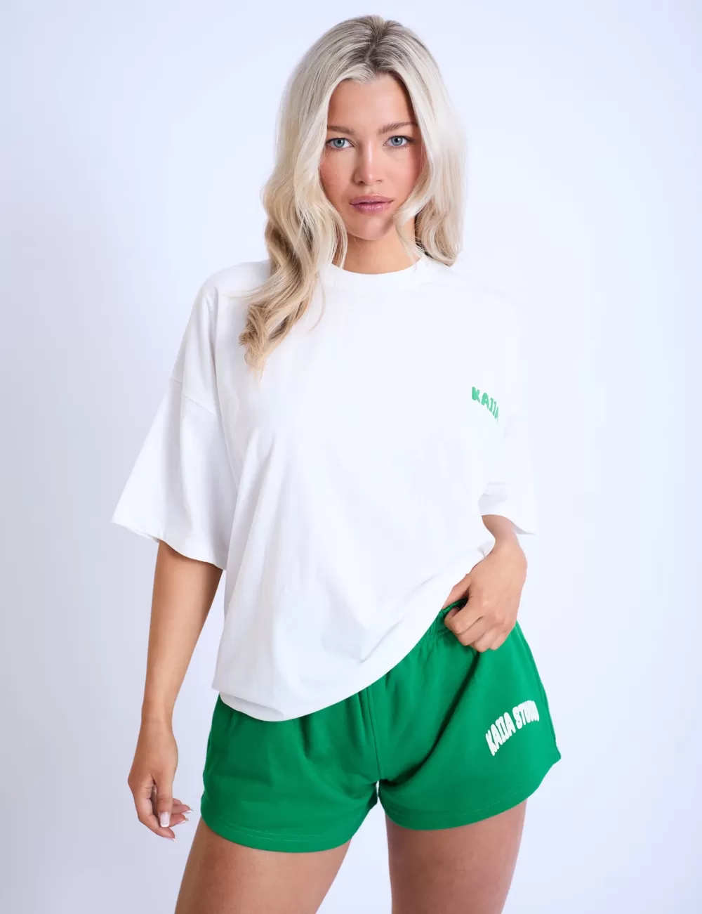 Cheap Public Desire Kaiia Design Bubble Logo Oversized T-Shirt Off White & Green Cream