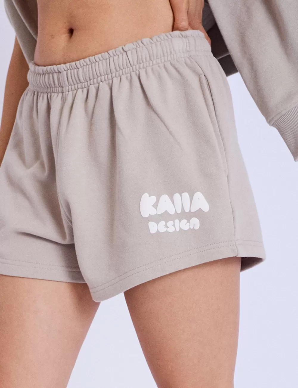 New Public Desire Kaiia Design Bubble Logo Sweat Shorts Stone