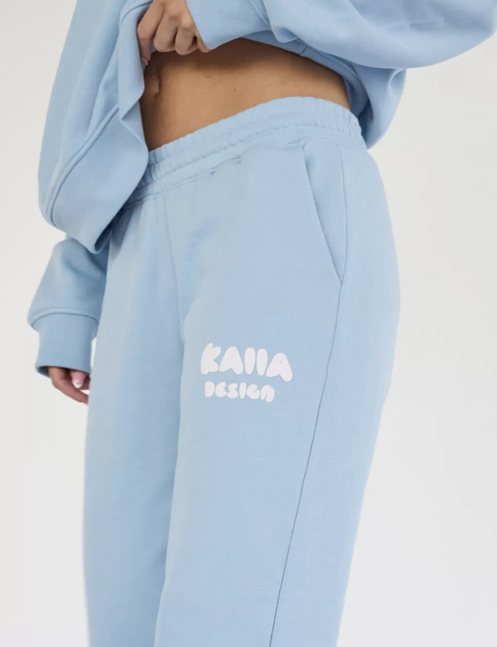 Discount Public Desire Kaiia Design Bubble Logo Wide Leg Sweat Pants Baby Blue Baby_blue