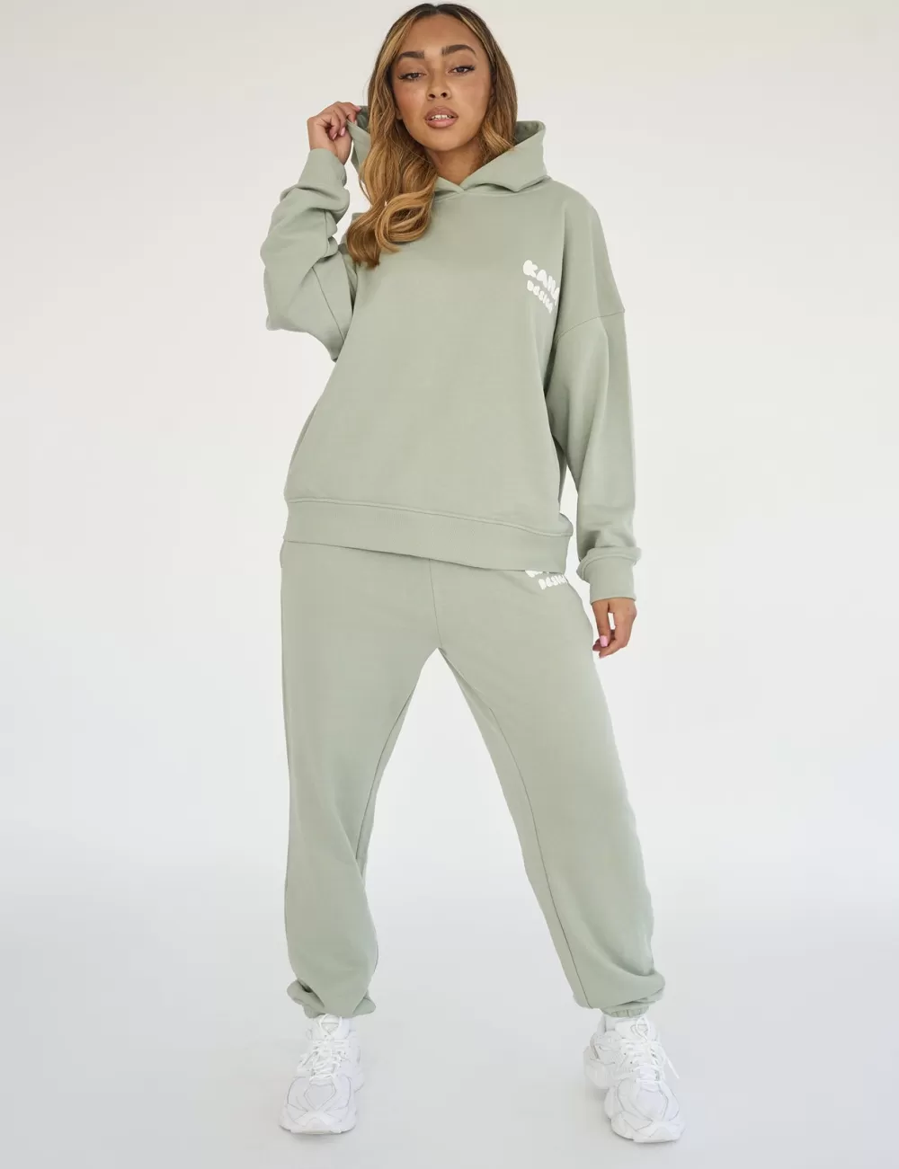 Hot Public Desire Kaiia Design Bubble Print Oversized Hoodie Green Sage