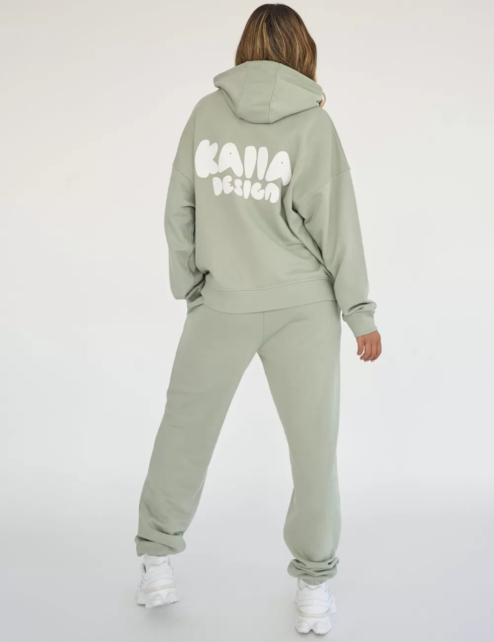 Hot Public Desire Kaiia Design Bubble Print Oversized Hoodie Green Sage