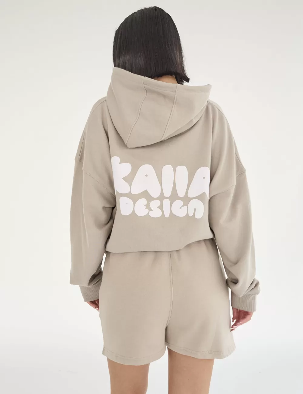 Online Public Desire Kaiia Design Bubble Print Oversized Hoodie Stone