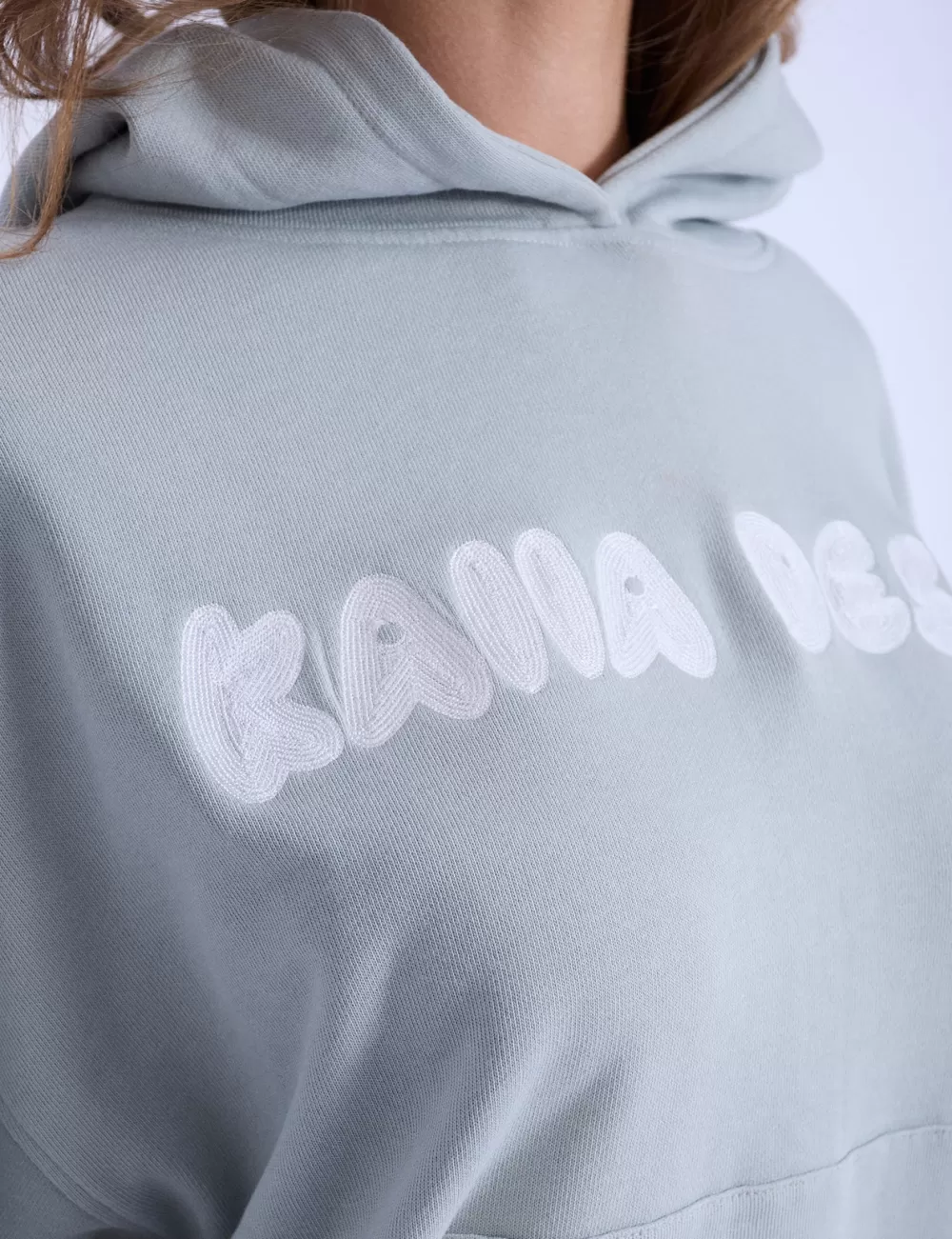 Discount Public Desire Kaiia Design Embroidered Bubble Logo Oversized Hoodie Foam Blue
