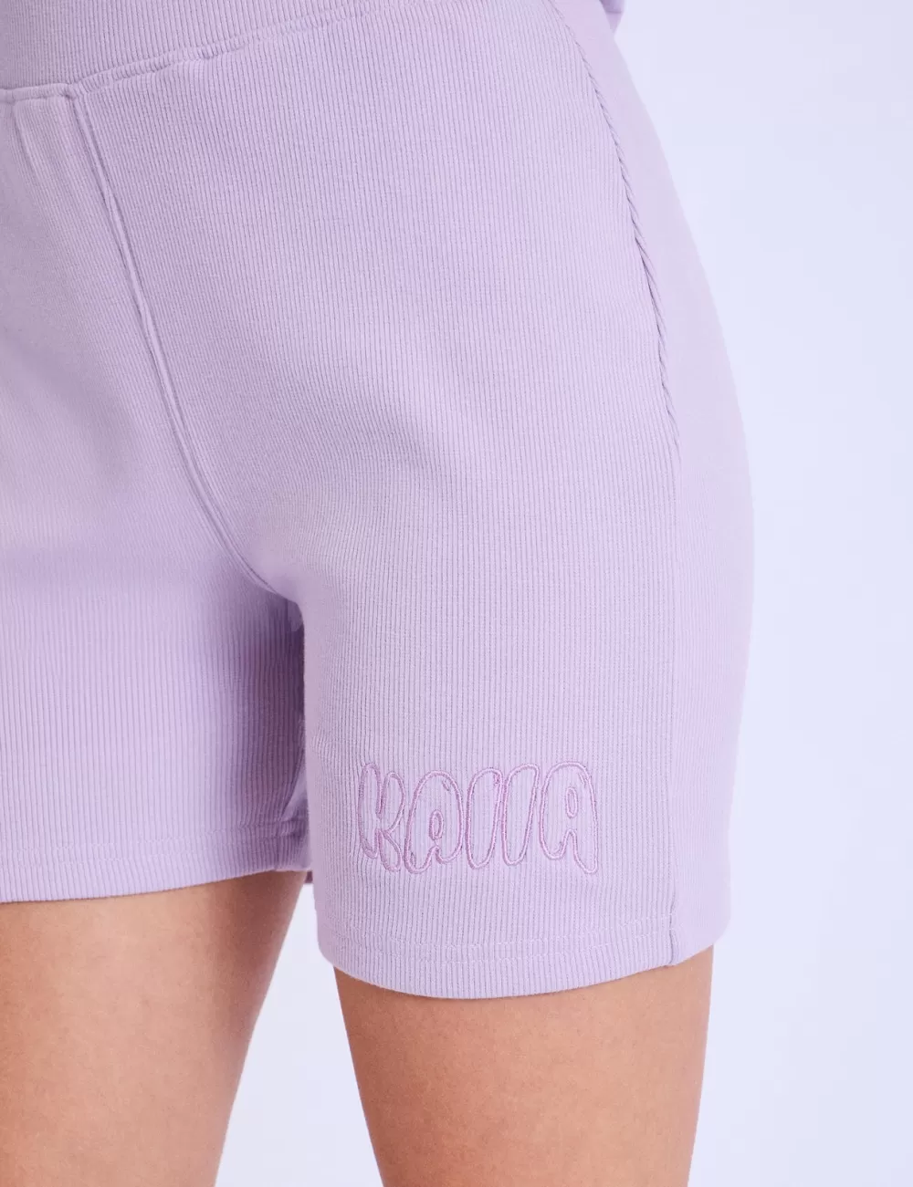 Hot Public Desire Kaiia Embroidered Bubble Logo Ribbed Cycling Shorts Lilac