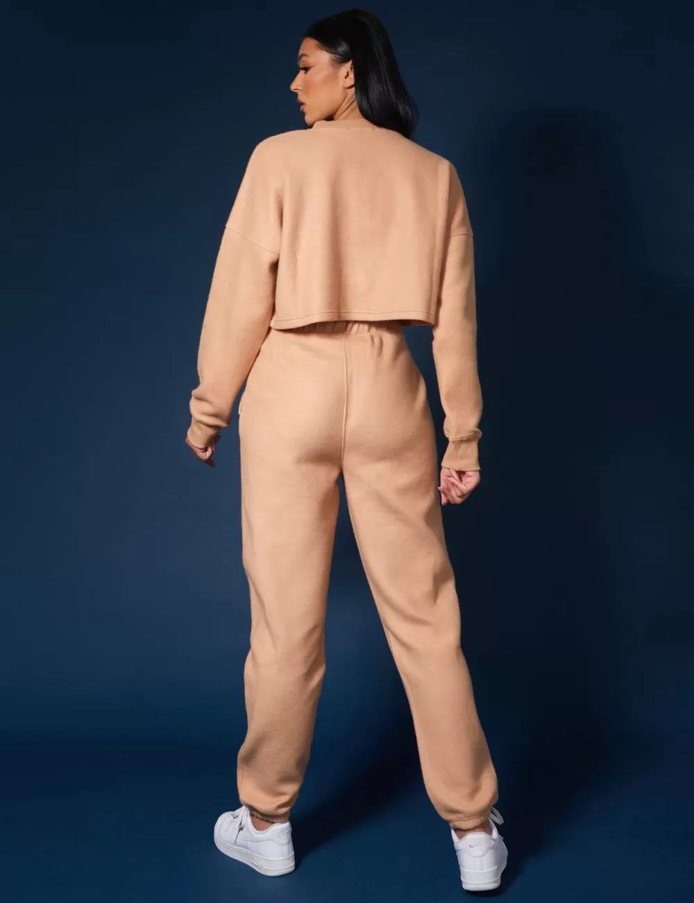 Online Public Desire Kaiia Fluffy Cropped Sweatshirt Camel Brown