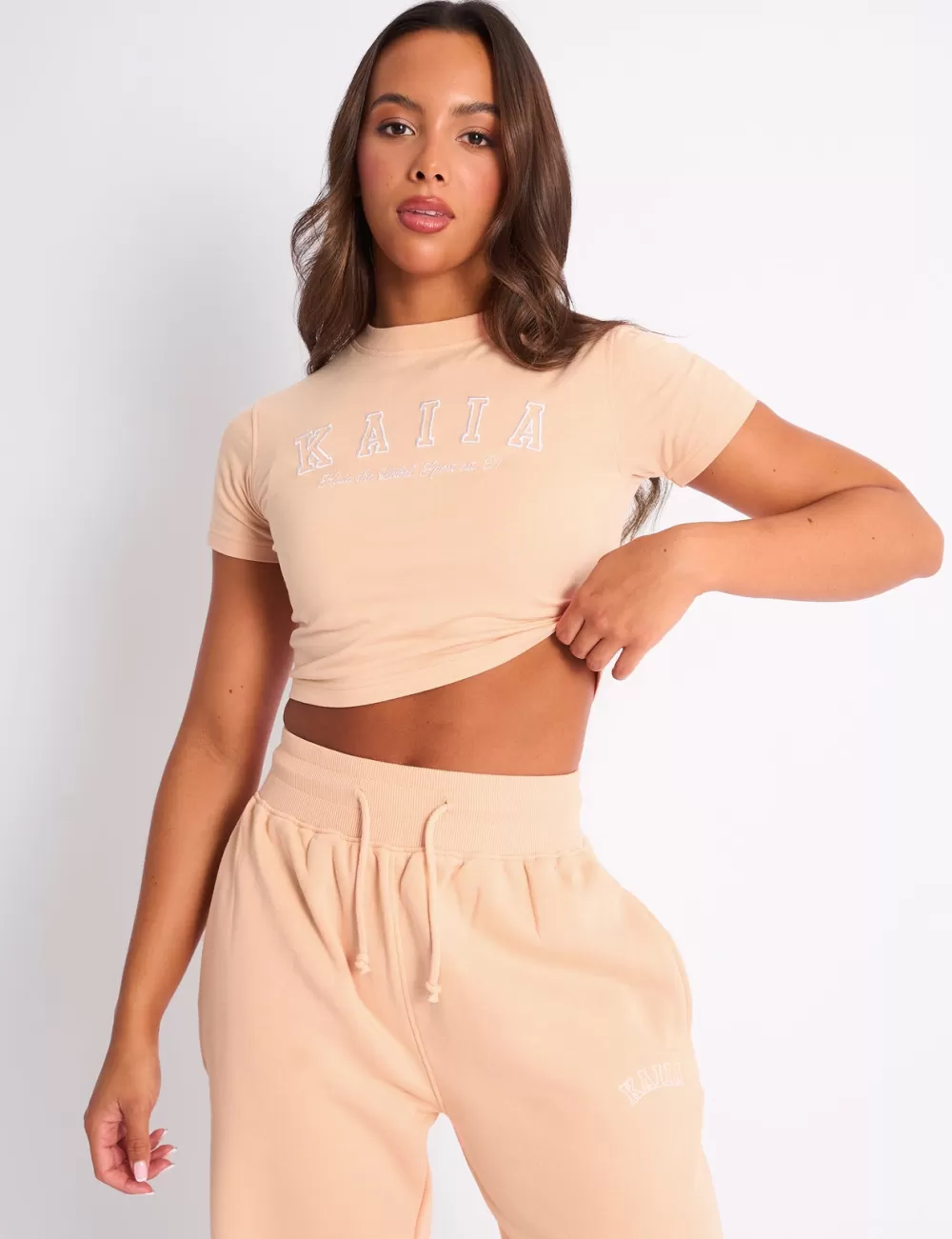 Sale Public Desire Kaiia Logo Baby Tee Apricot