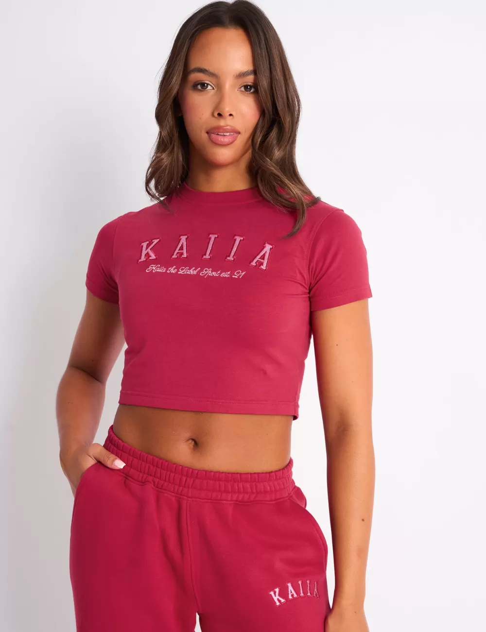 New Public Desire Kaiia Logo Baby Tee Cranberry & Pink Cranberry_pink