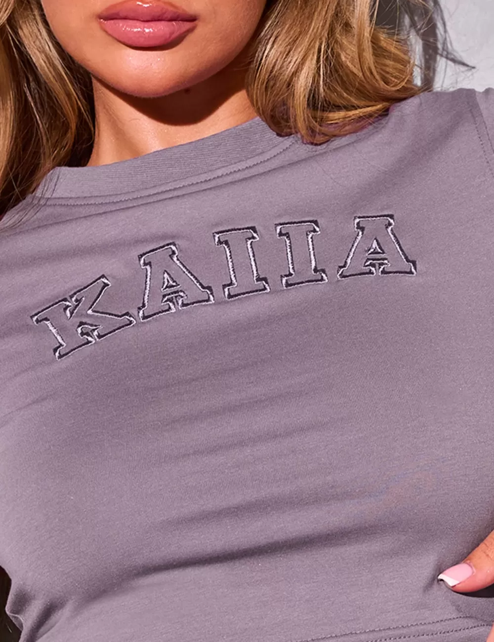 Hot Public Desire Kaiia Logo Baby Tee Mauve