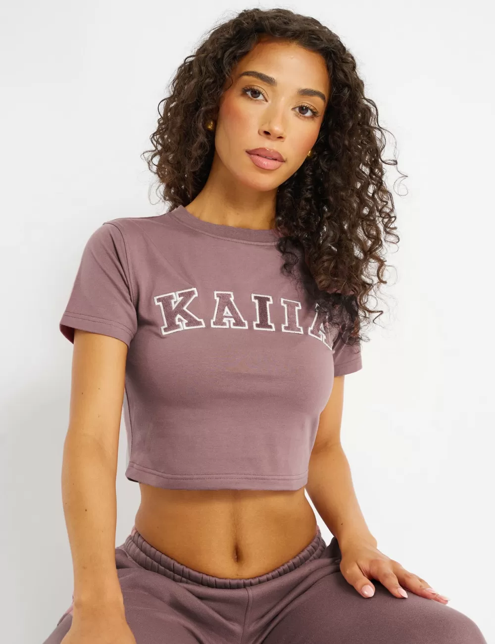 Fashion Public Desire Kaiia Logo Baby Tee Rose