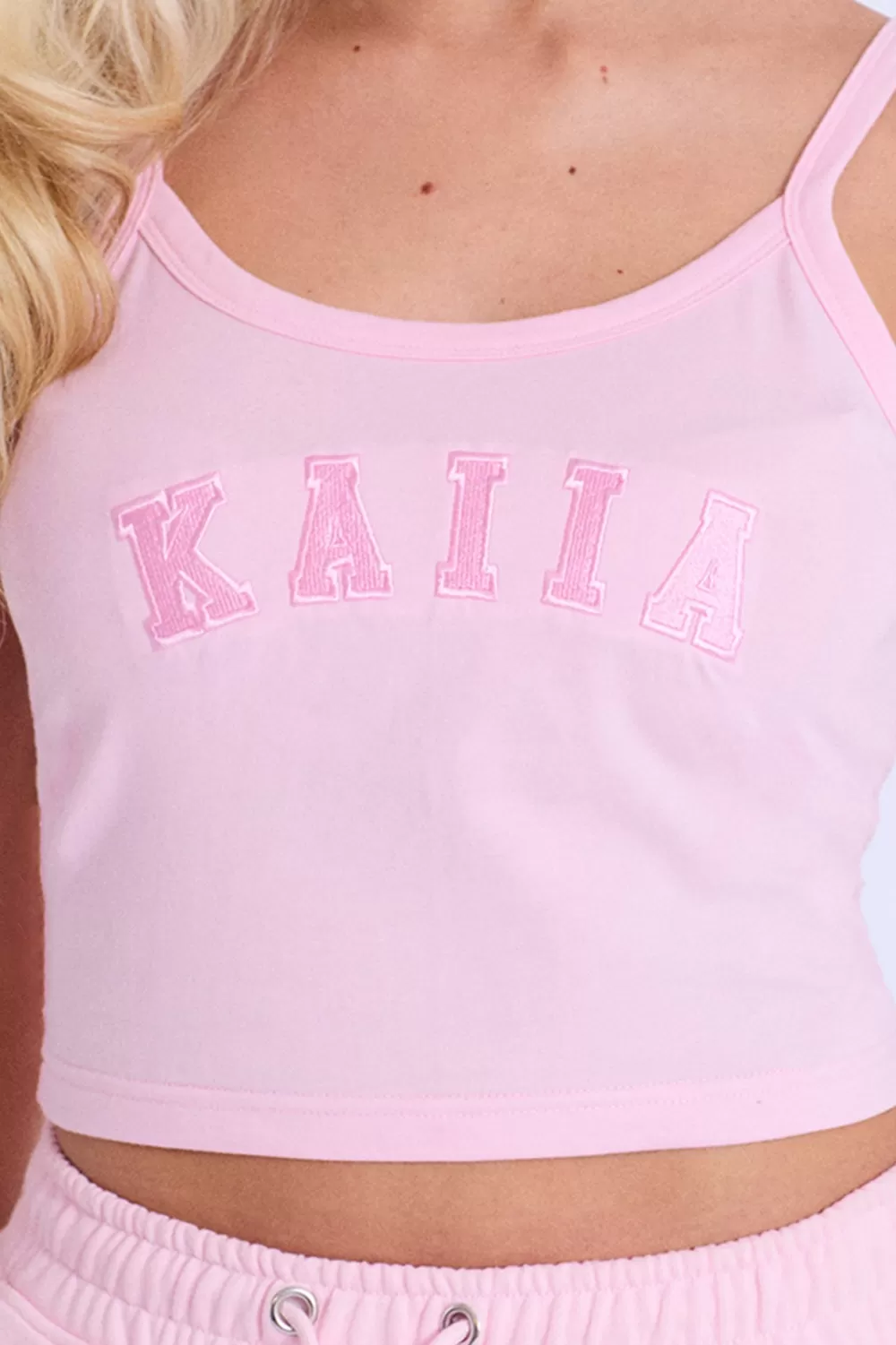 Fashion Public Desire Kaiia Logo Cami Vest Top Baby Pink