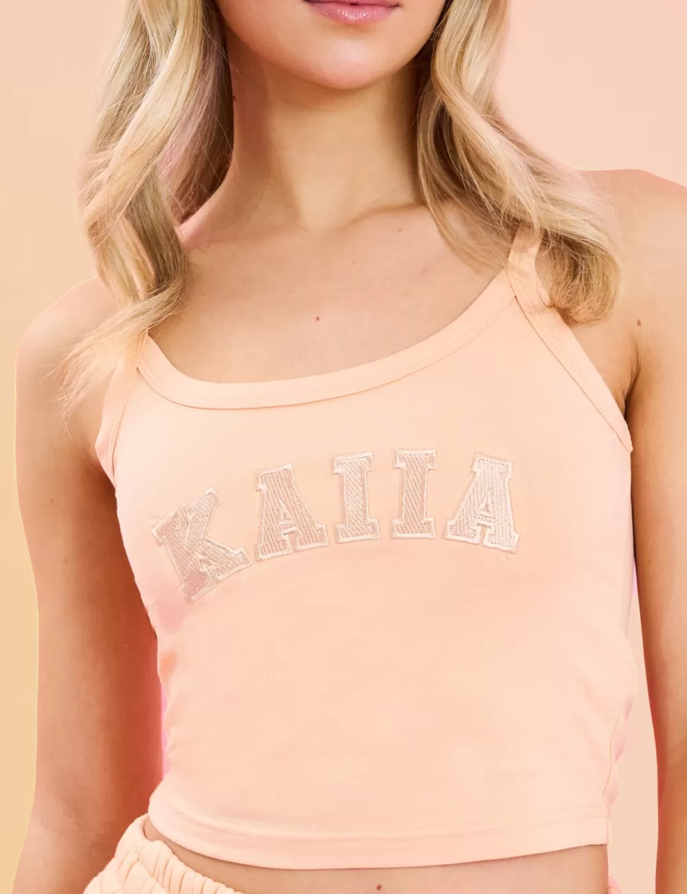 Online Public Desire Kaiia Logo Cami Vest Top Peach Orange