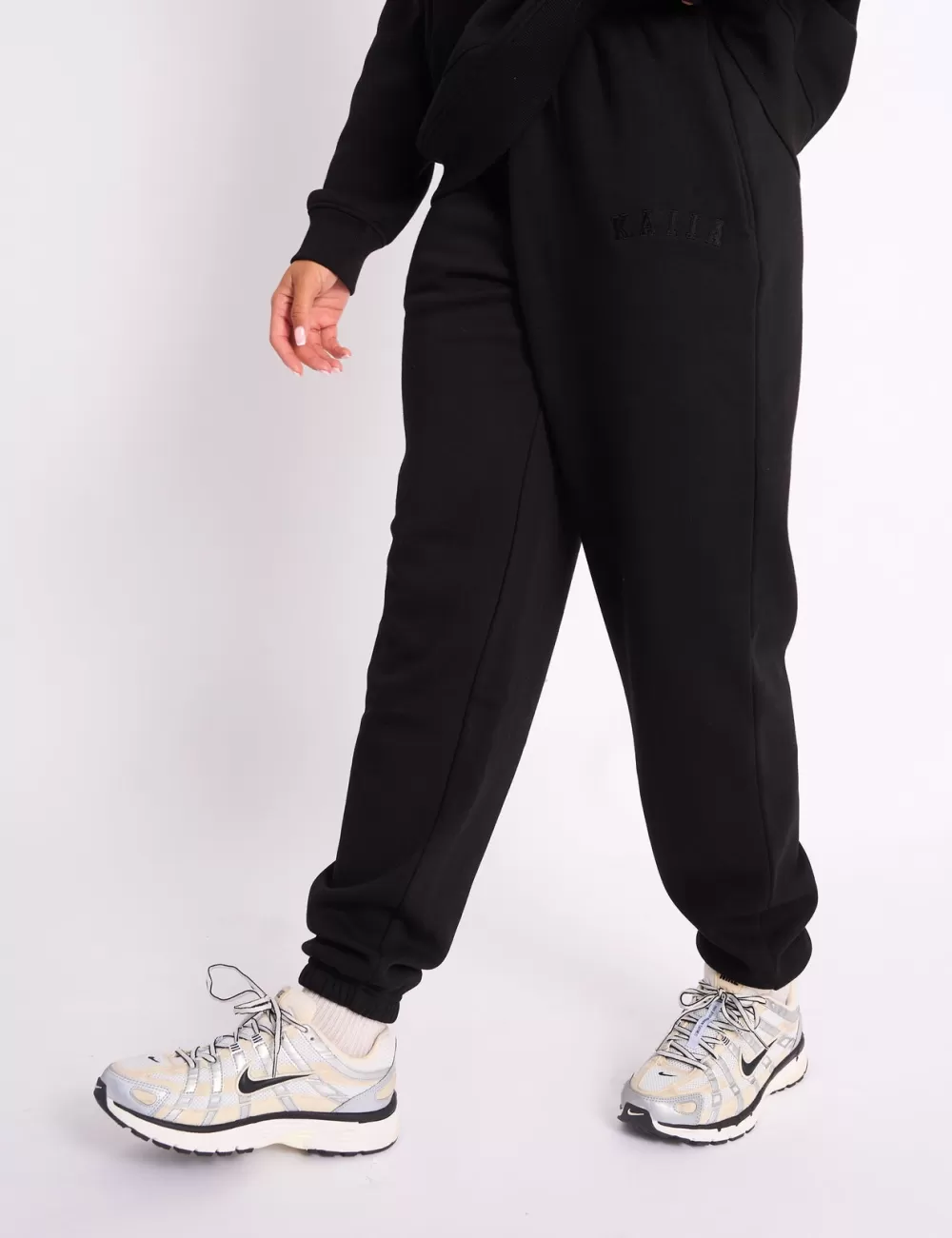 Fashion Public Desire Kaiia Logo Cuffed Joggers Black