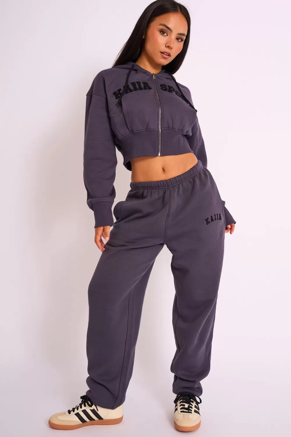 Online Public Desire Kaiia Logo Cuffed Joggers Dark Grey Dark_grey