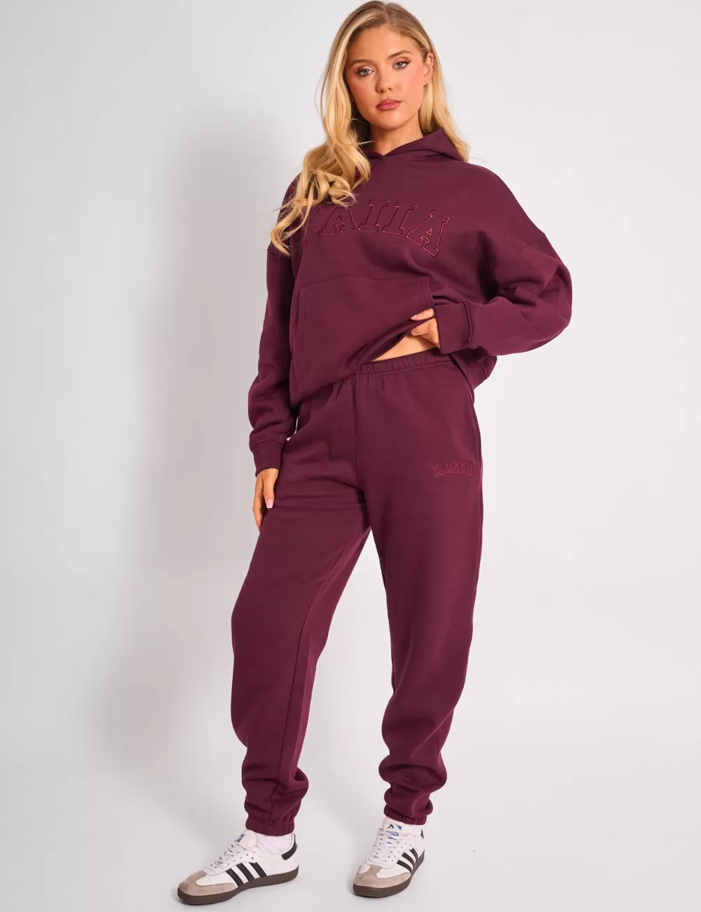 Fashion Public Desire Kaiia Logo Cuffed Joggers Plum