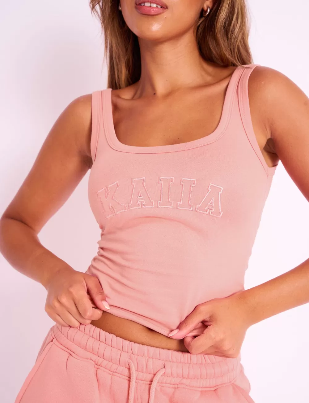 Sale Public Desire Kaiia Logo Longline Vest Top Coral