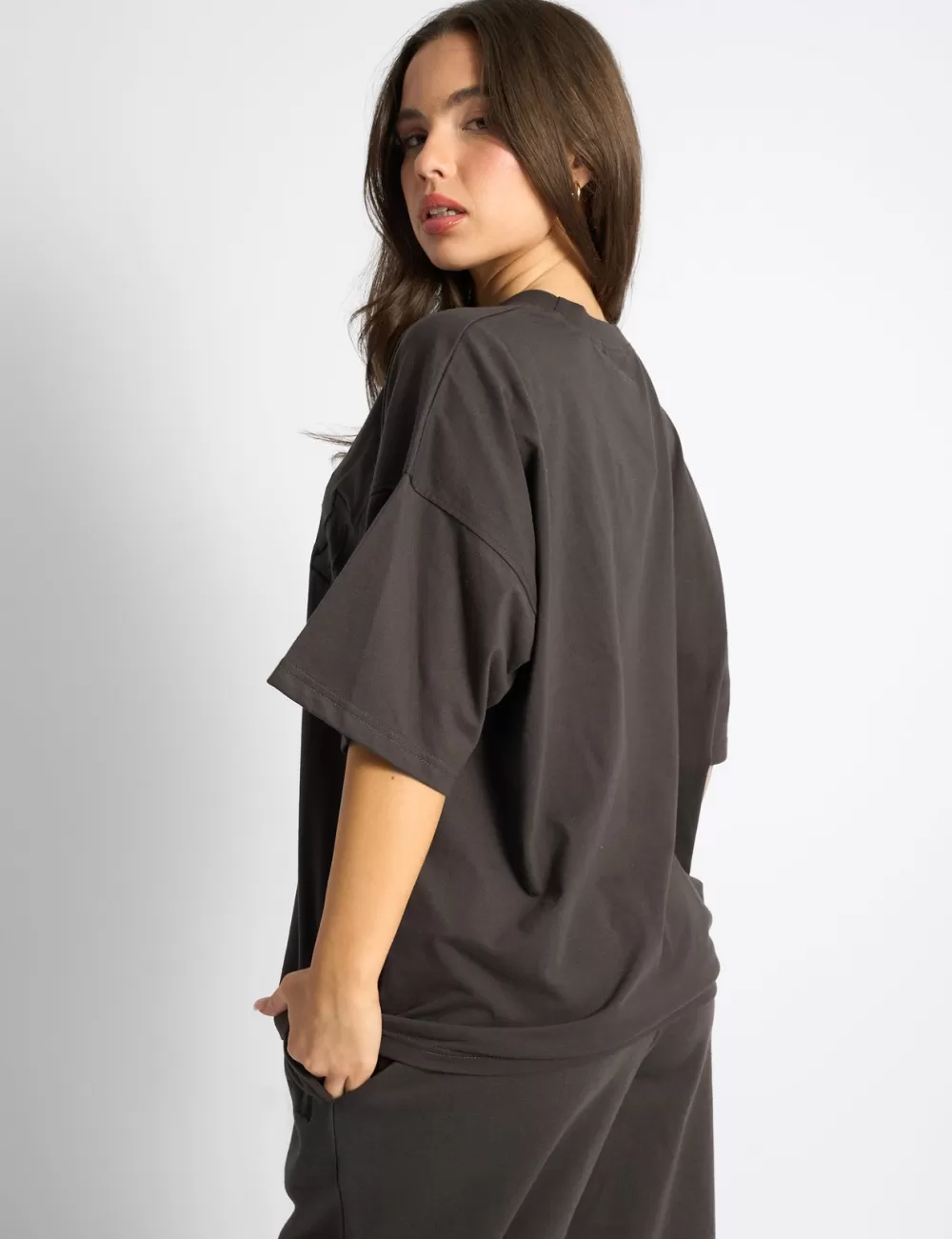 Outlet Public Desire Kaiia Logo Oversized T-Shirt Chocolate