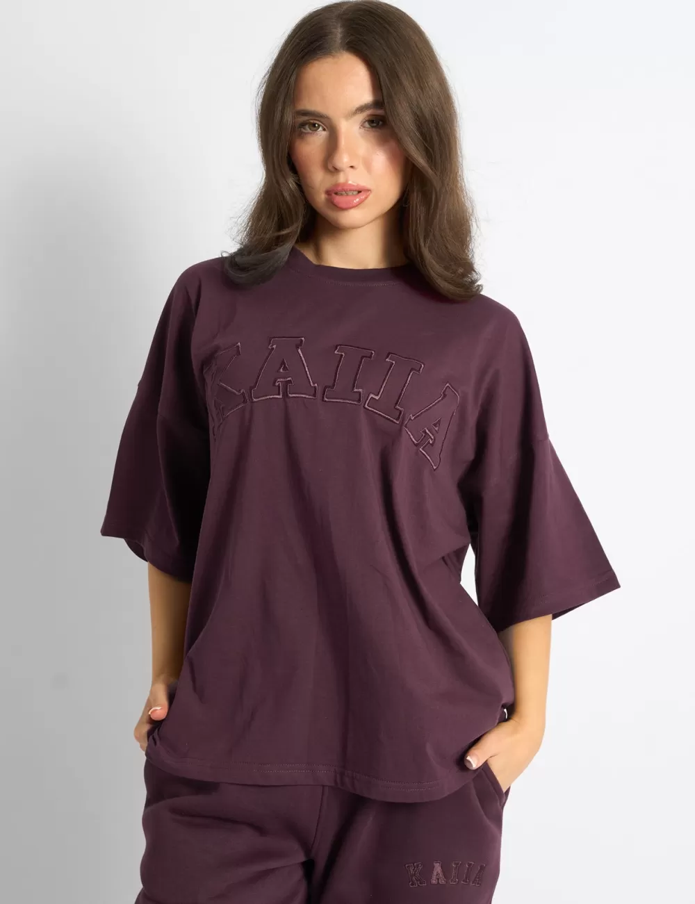 Best Public Desire Kaiia Logo Oversized T-Shirt Dark Cherry Dark_cherry