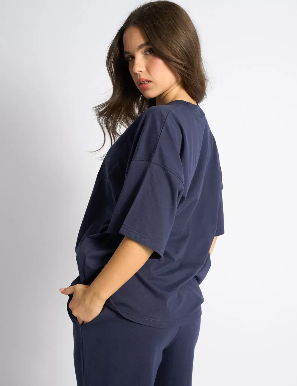 Sale Public Desire Kaiia Logo Oversized T-Shirt Deep Blue Deep_blue