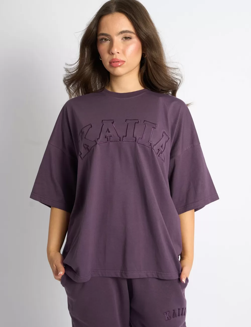 Best Sale Public Desire Kaiia Logo Oversized T-Shirt Deep Purple Deep_purple