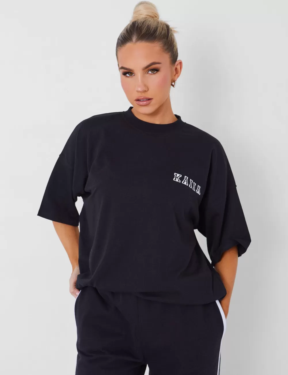 Flash Sale Public Desire Kaiia Logo Oversized T-shirt in Black