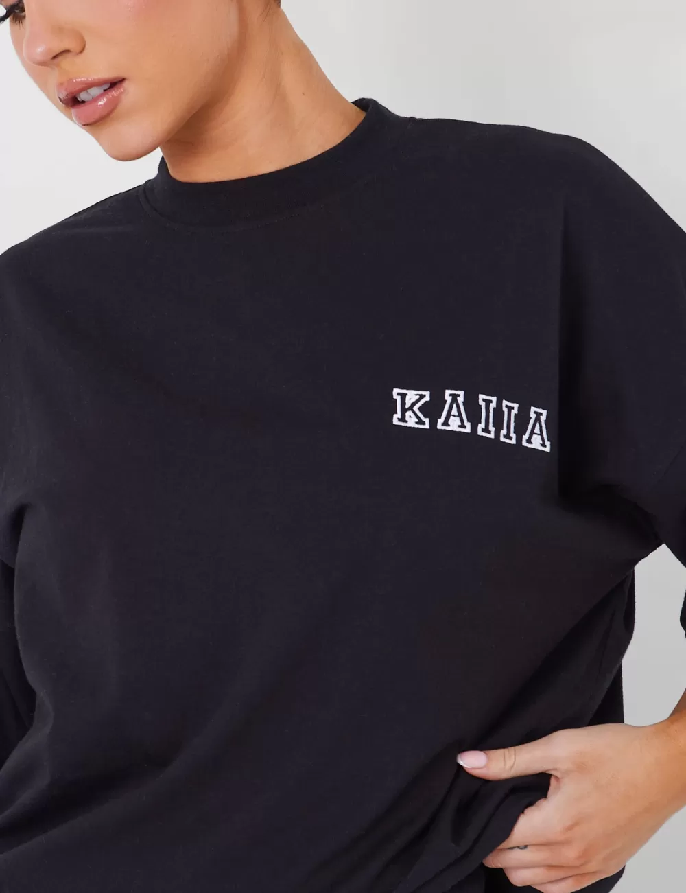 Flash Sale Public Desire Kaiia Logo Oversized T-shirt in Black